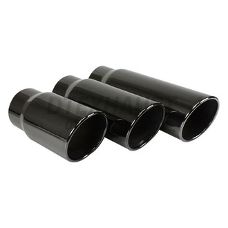 Different Trend® - Black Chrome Series Round Rolled Edge Angle Cut Exhaust Tip (4" Inlet, 6" Outlet, 18" Length)