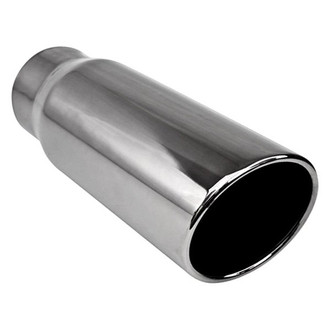 Different Trend® - Black Chrome Series Round Rolled Edge Angle Cut Exhaust Tip (4" Inlet, 6" Outlet, 18" Length)