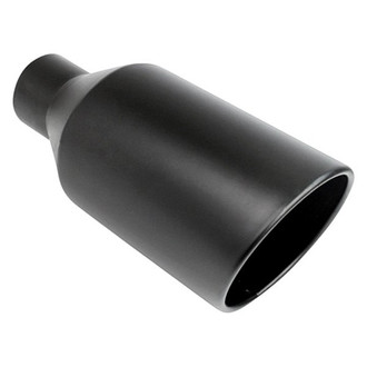 Different Trend® - Black Powder Coated Series Round Rolled Edge Angle Cut Weld-On Exhaust Tip (4" Inlet, 7" Outlet, 18" Length)