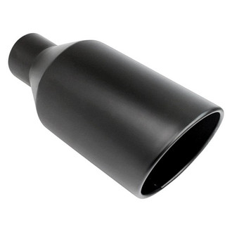 Different Trend® - Black Powder Coated Series Round Rolled Edge Angle Cut Weld-On Exhaust Tip (4" Inlet, 8" Outlet, 18" Length)