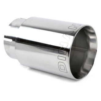 Dinan® - 304 SS Non-Shrouded Round Straight Cut Clamp-On Double-Wall Polished Exhaust Tip (3.25" Inlet, 4" Outlet, 4.75" Length)