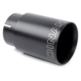Dinan® - 304 SS Non-Shrouded Round Straight Cut Clamp-On Double-Wall Black Ceramic Exhaust Tip (3.25" Inlet, 4" Outlet, 4.75" Length)