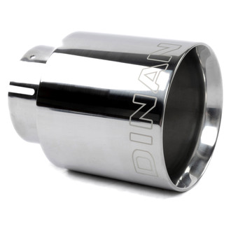 Dinan® - 304 SS Non-Shrouded Round Straight Cut Clamp-On Double-Wall Polished Exhaust Tip (2.75" Inlet, 4" Outlet, 3.75" Length)