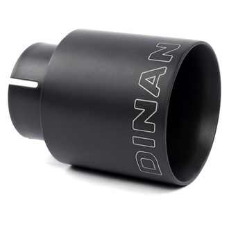 Dinan® - 304 SS Non-Shrouded Round Straight Cut Clamp-On Double-Wall Black Ceramic Exhaust Tip (3" Inlet, 4" Outlet, 4.25" Length)