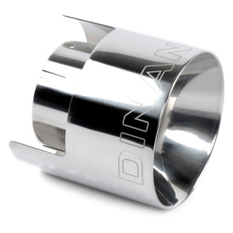 Dinan® - 304 SS Shrouded Round Straight Cut Clamp-On Double-Wall Polished Exhaust Tip (3" Inlet, 4.5" Outlet, 4.5" Length)