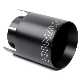 Dinan® - 304 SS Shrouded Round Straight Cut Clamp-On Double-Wall Black Ceramic Exhaust Tip (3.25" Inlet, 4.5" Outlet, 5" Length)