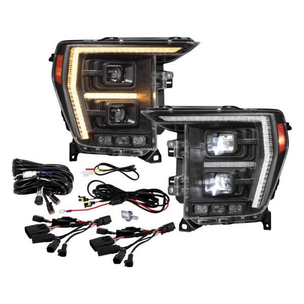 Diode Dynamics® - Elite Max Series Black Sequential DRL Bar Projector LED Headlights with Sequential DRL
