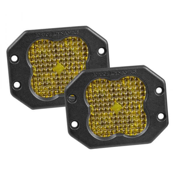 Diode Dynamics® - Stage Sport Series Flush Mount 3" 2x14.5W Flood Beam Yellow LED Lights