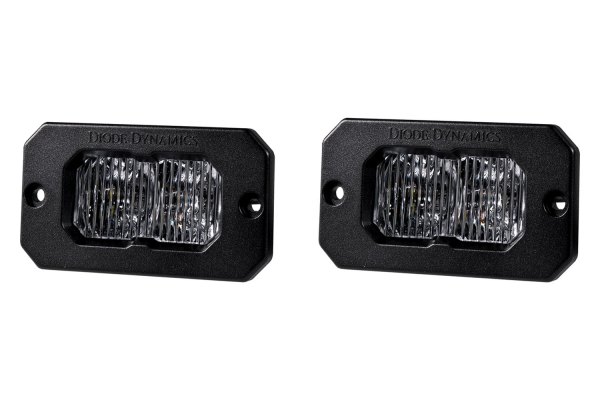 Diode Dynamics® - Stage Pro Standard Series Flush Mount 2" 2x25.6W Fog Beam LED Lights, With White Backlight, Front View