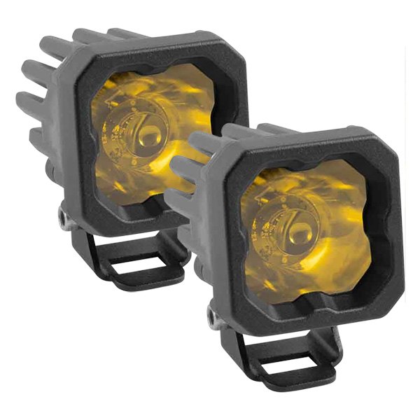 Diode Dynamics® - Stage Series C1 Pro Standard 2" 2x19W Square Spot Beam Yellow LED Light, with Amber Backlight