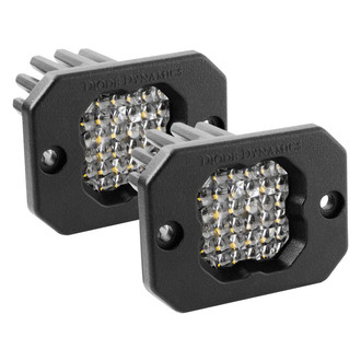 Diode Dynamics® - Stage Series C1 Sport Flush Mount 3" 2x12.8W Square Flood Beam LED Lights, With Red Backlight