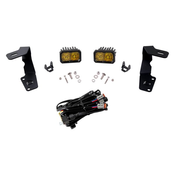Diode Dynamics® - Hood Ditch Stage Pro Standard Series 2" 2x25.6W Combo Beam Yellow LED Light Kit, Full Set