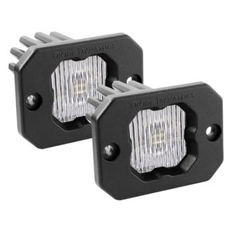 Diode Dynamics® - Stage Series C1 SAE/DOT Flush Mount 3" 20W Square Fog Beam LED Lights, with Amber Backlight
