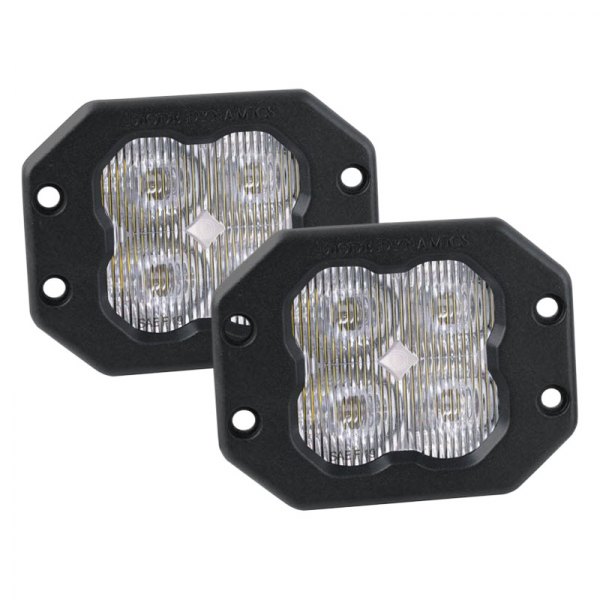 Diode Dynamics® - Stage Sport Series SAE Flush Mount 3" 2x14.5W Square Fog Beam LED Lights, with Amber Backlight