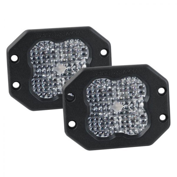 Diode Dynamics® - Stage Sport Series Flush Mount 3" 2x14.5W Square Flood Beam LED Lights, With White Backlight