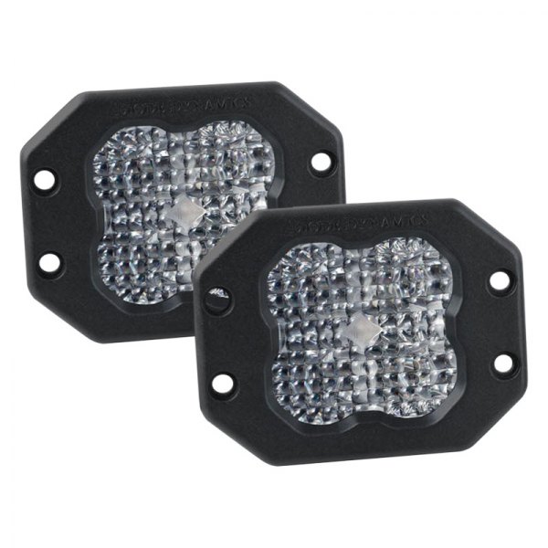 Diode Dynamics® - Stage Pro Series Flush Mount 3" 2x36W Square Flood Beam LED Lights, With Amber Backlight