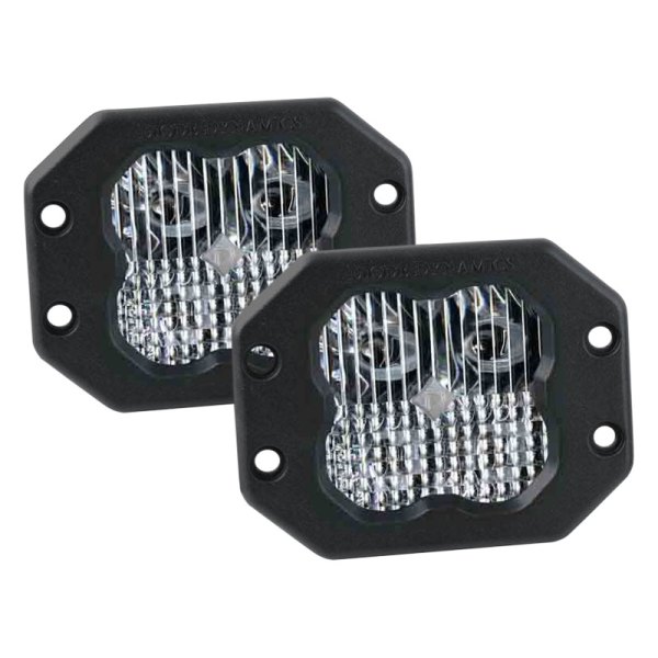 Diode Dynamics® - Stage Pro Series Flush Mount 3" 2x36W Square Combo Beam LED Lights, With Blue Backlight
