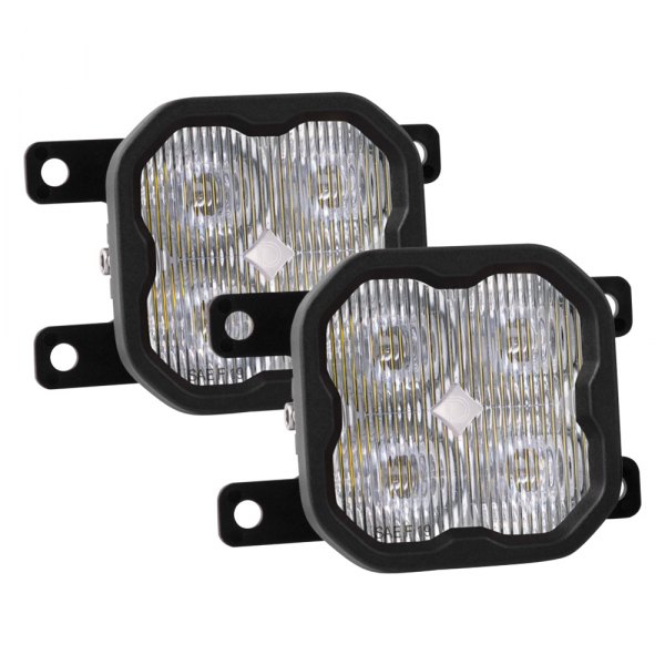 Diode Dynamics® - Fog Light Location Stage Sport Series Type AS SAE 3" 2x14.5W Square Fog Beam LED Lights, With Amber Backlight