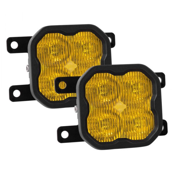 Diode Dynamics® - Fog Light Location Stage Sport Series Type AS SAE 3" 2x14.5W Square Fog Beam Yellow LED Lights, With Amber Backlight