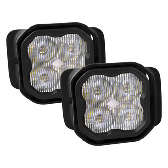 Diode Dynamics® - Fog Light Location Stage Sport Series Type F2 SAE 3" 2x14.5W Square Fog Beam LED Lights, With Amber Backlight