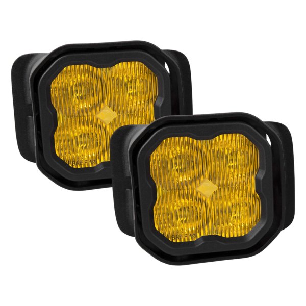 Diode Dynamics® - Fog Light Location Stage Pro Series Type F2 SAE 3" 2x36W Square Fog Beam Yellow LED Lights, with Amber Backlight