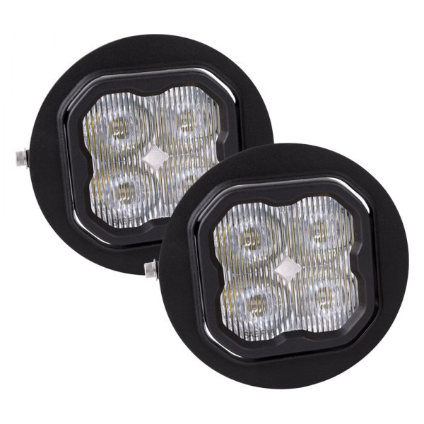 Diode Dynamics® - Fog Light Location Stage Pro Series Type FT SAE 3" 2x36W Square Fog Beam LED Lights, With Amber Backlight
