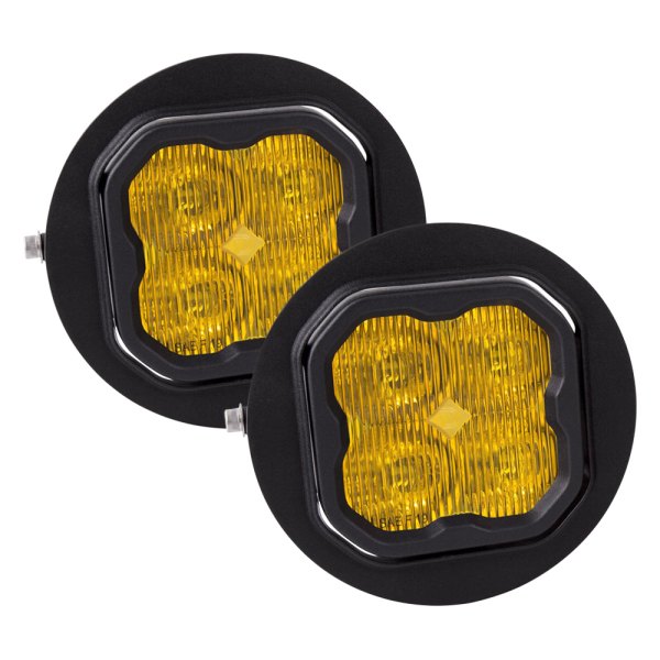 Diode Dynamics® - Fog Light Location Stage Pro Series Type FT SAE 3" 2x36W Square Fog Beam Yellow LED Lights, with Amber Backlight