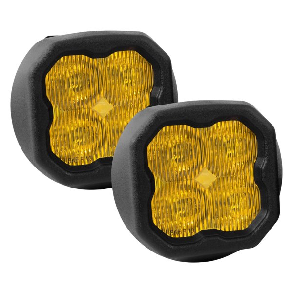 Diode Dynamics® - Fog Light Location Stage Pro Series Type GM SAE 3" 2x36W Square Fog Beam Yellow LED Lights, with Amber Backlight