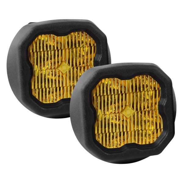Diode Dynamics® - Fog Light Location Stage Max Series Type GM SAE 3" 2x38.5W Square Fog Beam Yellow LED Lights, with Amber Backlight