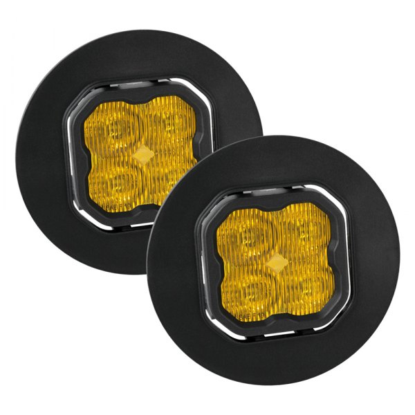 Diode Dynamics® - Fog Light Location Stage Pro Series Type GM-5 SAE 3" 2x36W Square Fog Beam Yellow LED Lights, with Amber Backlight
