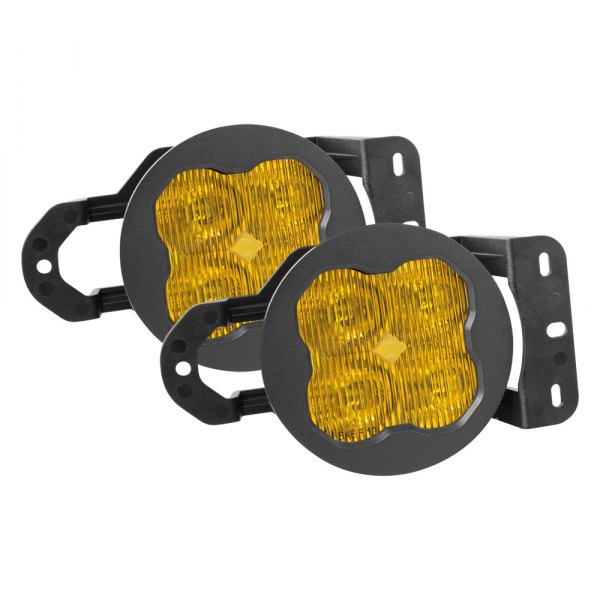 Diode Dynamics® - Fog Light Location Stage Sport Series Type MS SAE 3" 2x14.5W Square Fog Beam Yellow LED Lights, With Amber Backlight