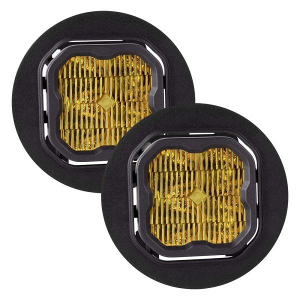 Diode Dynamics® - Fog Light Location Stage Sport Series Type OB SAE 3" 2x14.5W Square Fog Beam Yellow LED Lights, with Amber Backlight