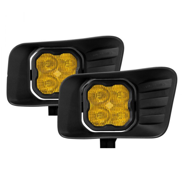 Diode Dynamics® - Fog Light Location Stage Pro Series Type RAM Horizontal SAE 3" 2x36W Square Fog Beam Yellow LED Lights, With Amber Backlight