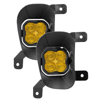Diode Dynamics® - Fog Light Location Stage Pro Series Type RAM Vertical SAE 3" 2x36W Square Fog Beam Yellow LED Lights, With Amber Backlight