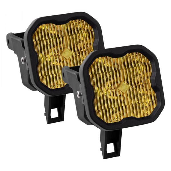 Diode Dynamics® - Fog Light Location Stage Sport Series Type SDX SAE 3" 2x14.5W Square Fog Beam Yellow LED Lights, With Amber Backlight