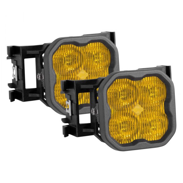 Diode Dynamics® - Fog Light Location Stage Max Series Type X SAE 3" 2x38.5W Square Fog Beam Yellow LED Lights, with Amber Backlight