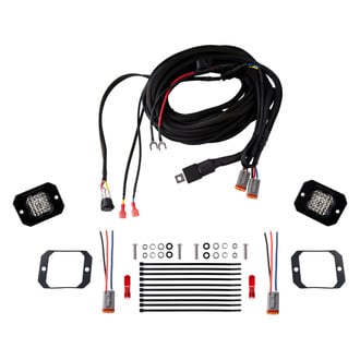 Diode Dynamics® - Rear Bumper Stage Series C1 Sport Flush Mount 2" 2x12.8W Square Flood Beam LED Light Kit, With Red Backlight