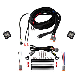 Diode Dynamics® - Rear Bumper Stage Series C1 Sport 2" 2x12.8W Square Flood Beam LED Light Kit, With Red Backlight