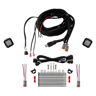 Diode Dynamics® - Rear Bumper Stage Series C1 Pro 2" 2x19.8W Square Flood Beam LED Light Kit, With Red Backlight
