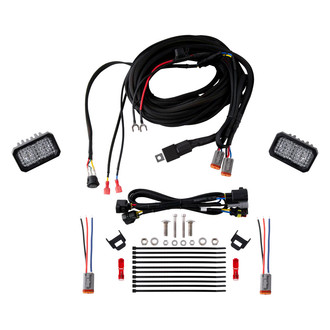 Diode Dynamics® - Rear Bumper Stage Pro Series SAE/DOT 3.3" 2x25.6W Rectangular Flood Beam LED Light Kit, With Red Backlight