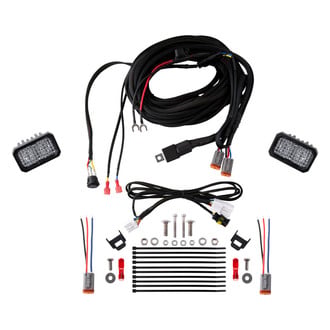 Diode Dynamics® - Rear Bumper Stage Pro Series SAE/DOT 3.3" 2x25.6W Rectangular Flood Beam LED Light Kit, With Red Backlight