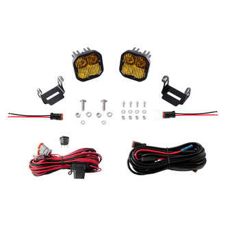 Diode Dynamics® - Hood Ditch Mounted Stage Sport Series 3" 2x14.5W Square Combo Beam Yellow LED Light Kit