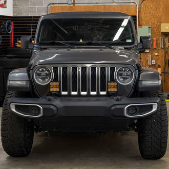 Diode Dynamics® - Front Bumper Stage Pro Series 5" 2x90W Square Combo Beam Yellow LED Light Kit, With RGB Backlight