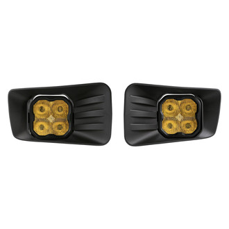 Diode Dynamics® - Fog Light Location Mounted Stage Sport Series Type CH 3" 2x14.5W Square Fog Beam Yellow LED Light Kit, with Amber Backlight