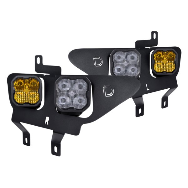 Diode Dynamics® - Fog Light Location Stage Pro Series 3" 4x36W Square Fog/Combo Beam Yellow LED Light Kit