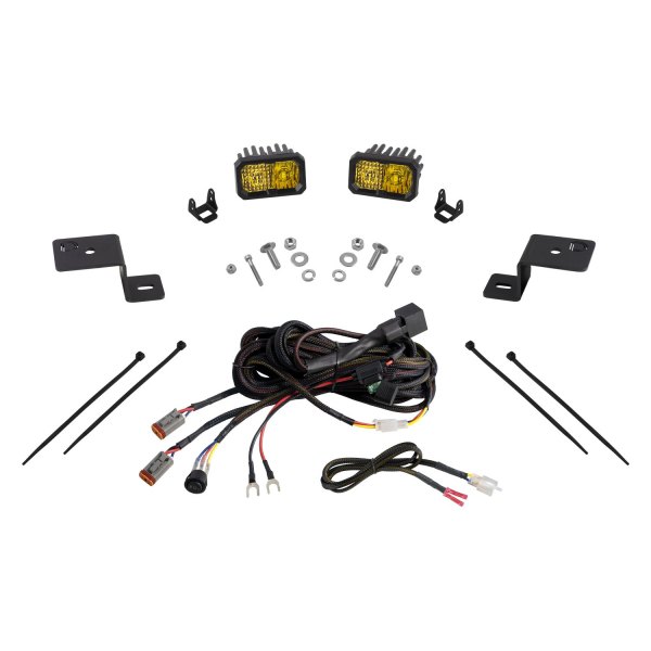 Diode Dynamics® - Hood Ditch Stage Series C2 Pro 3" 2x25.6W Square Combo Beam Yellow LED Light Kit