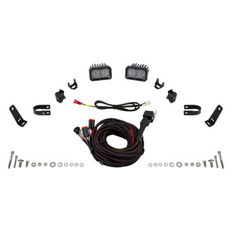 Diode Dynamics® - Roll Bar Reverse Stage Series C2 Pro 3.3" 2x25.6W Square Flood Beam LED Light Kit, With Red Backlight