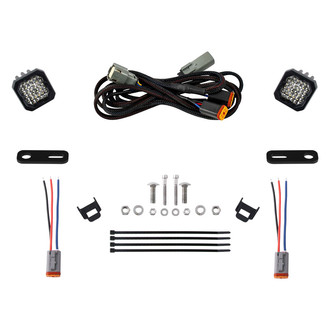 Diode Dynamics® - Rear Bumper Stage Series C1 Pro 2" 2x19W Square Flood Beam LED Light Kit, With Red Backlight