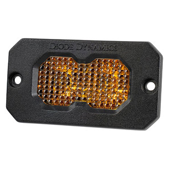 Diode Dynamics® - C2 Sport Standard Series Flush Mount 2" 7.7W Flood Beam Yellow LED Light, with Amber Backlight