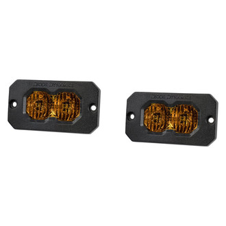 Diode Dynamics® - C2 Pro Series Flush Mount 2" 2x25.6W Combo Beam Yellow LED Lights, with Amber Backlight